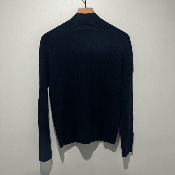 VINCE Navy Ribbed V Neck Wool Cashmere Blend Cardigan Sweater M - Picture 6 of 6